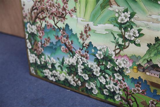 A large Chinese cloisonne enamel panel, late 20th century, 104 x 85cm